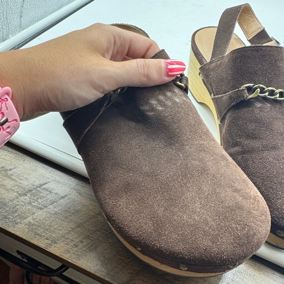 Anthropologie Silent D Georgia Suede Leather Slingback Clogs Brown Size 40 - Picture 16 of 16